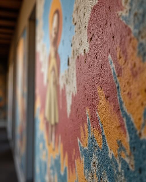 Dettaglio di un affresco in una piccola chiesa italiana.